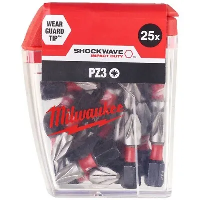 £11.99 • Buy Milwaukee 4932472043 25 X Shockwave Impact Pozi Screwdriver Bits PZ3 X 25mm