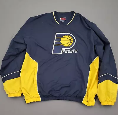 Indiana Pacers NBA Jacket Mens 2XL XXL Long Sleeve Spell Out Windbreaker Blue * • $29.24