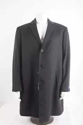 John W Nordstrom Mens Gray Phantom Marle Overcoat Coat US 46 Wool Cashmere NWT • $104.99