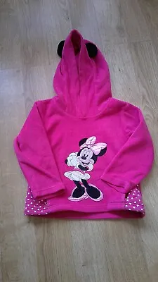 Girls Pink Minnie Mouse Hoodie Jumper George 18-24 Months • £5