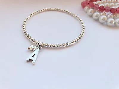 £3.98 • Buy ❤ Customize Silver Stretch Heart Bracelet Wee Initial Stack Valentine Gift UK ❤