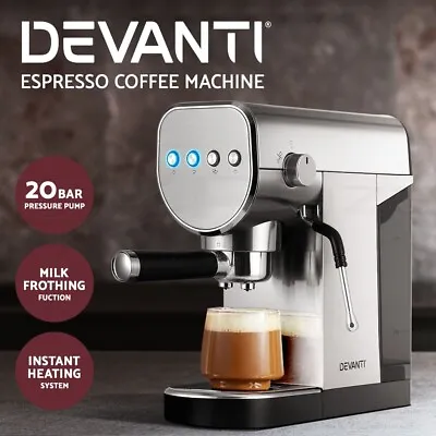 $124.95 • Buy Devanti Coffee Machine 20 Bar Espresso Maker Milk Frother Cappuccino Latte Cafe