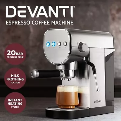 $124.95 • Buy Devanti Coffee Machine 20 Bar Espresso Maker Milk Frother Cappuccino Latte Cafe