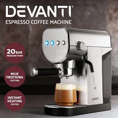 Devanti Coffee Machine 20 Bar Espresso Maker Milk Frother Cappuccino Latte Cafe • $119.95