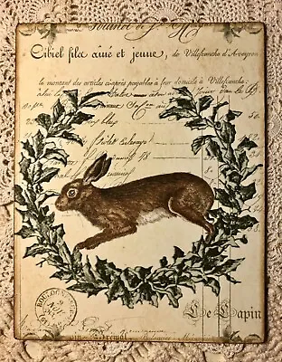 Brown Rabbit Vintage Style French Country HANDCRAFTED Plaque / Sign • $17.95