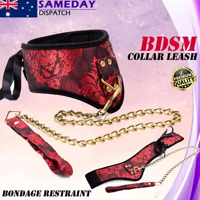BDSM Lace Bondage Collar And Leash Metal Chain Restraints  Couple Adult/Sex Toy • $19.95