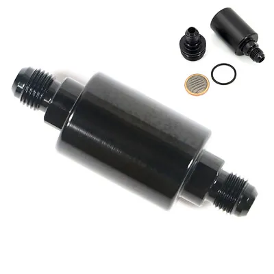 Universal Inline Fuel Filter High Flow Black Cleanable 6AN -AN6 Fittings New • $12.96