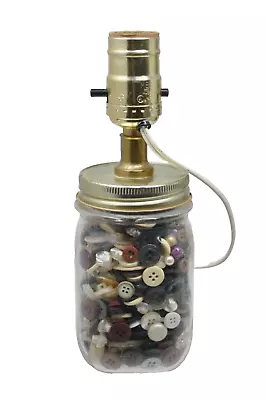 Atlas Mason PINT JAR Full Of Vintage Buttons LAMP • $18.99