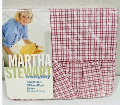 Vintage Pink And White Check Flat Sheet W/Ruffles - Twin Size • $62