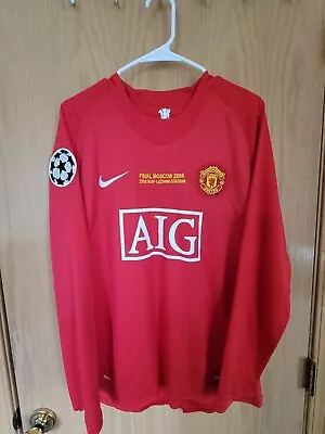 Ronaldo #7 Manchester United 2008 UCL Long Sleeve Home Red Retro Jersey Size L • $49