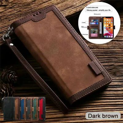 For Samsung S23 S22 S21 S10 S9 S23 FE Case Leather Wallet Flip Stand Phone Cover • £3.99