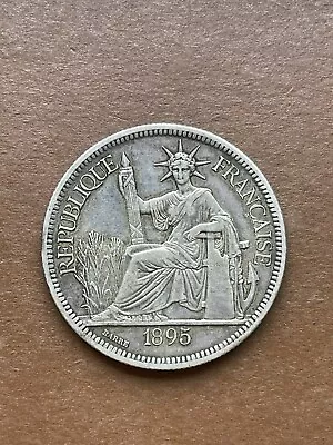 1895-A French Indo-China 1 Piastre World Silver Coin - Vietnam • $295