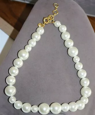 Flawless JCREW Signed Beautiful Art Glass Pearl Chunky Beads Necklace Lot#1031 • $1.25