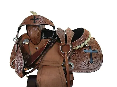 Premium Tooled Western Youth Horse Saddle Pleasure Barrel Racing Tack 10 12 13 • $266.49