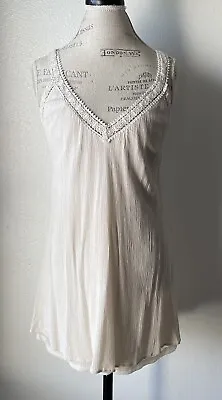 ASTR Women's Dress Medium White Lace Crepe Lace Racerback Boho Beachy Ivory • $13.88