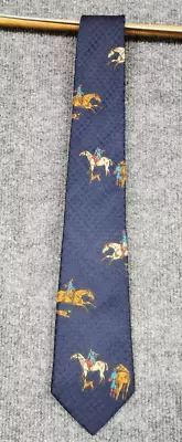 Mens ANDHURST Collection Navy With Horse And Dogs Tie Silk Made In USA 57  • $9.71