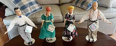 “I Love Lucy” Lucy Ricky Fred & Ethel Dolls - 1988 Hamilton Gifts With Stands • $129.99