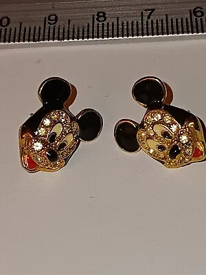 Mickey Mouse Vintage 1990's Rhinestone Enamel Disney Hallmarked Stud Earrings  • $45.99