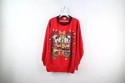 Vintage 90s Disney 18W / 20W Faded Mickey Minnie Mouse Christmas Sweatshirt USA • $53.95