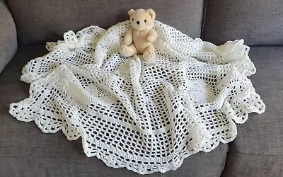 ***Hand Crochet Baby Christening Shawl Blanket*** • £14.99