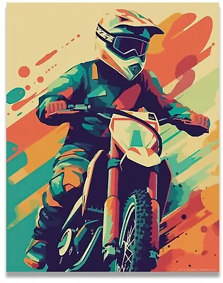 Motocross 11x14 Art Print | Thrilling Dirt Bike Poster | Vibrant Colors | Home D • $9.95