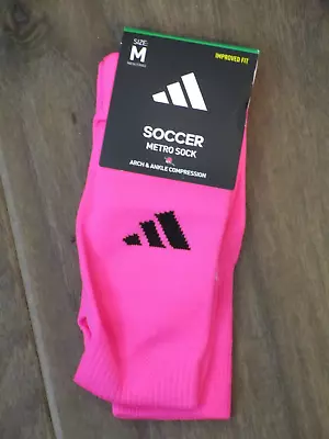 Adidas Soccer Metro Arch/ Ankle Compression Otc Neon Pink Socks Size Medium • $10.36