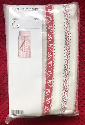 IKEA Parlhyacint Single Duvet Cover Set 100% Cotton Red Norse Folkloric Stripe • £17.75