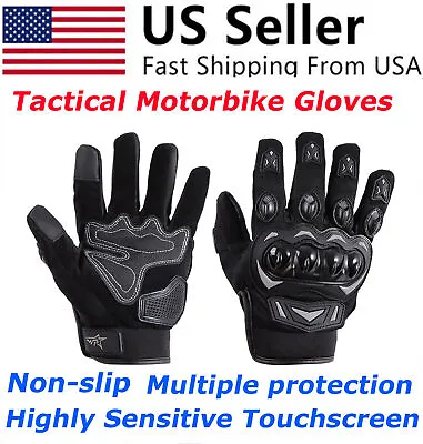 Motorcycle Gloves Touchscreen Motorbike Tactical Full Finger For Dirt Bike Black • $11.29