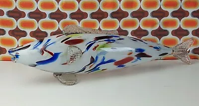 Vintage 1970s Murano Hand Blown Multicolour  Fish 46cm Long Retro Art Glass • £26