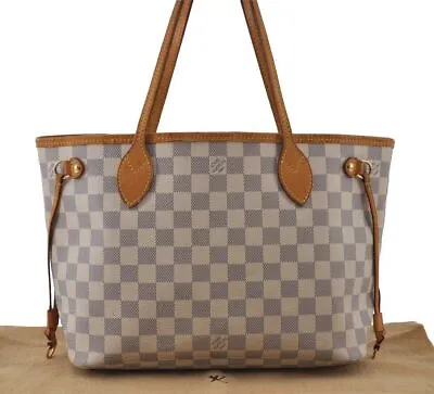 Authentic Louis Vuitton Damier Azur Neverfull PM Tote Bag N51110 LV 3328I • $1020.58
