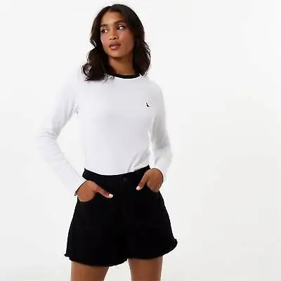 Jack Wills Womens Trinkey Shirt Long Sleeve Crew Neck Skinny Fit Print • £13