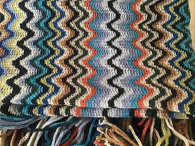 Missoni Knit Scarf Stole L 74” W 25” Zig Zag Blue Multi Wool Blend • $97