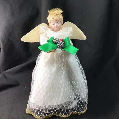 Vintage Angel Music Box Lace Porcelain Face Christmas • $18