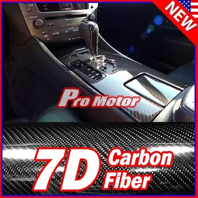 3' X 5' 7D Premium HI Gloss Black Carbon Fiber Vinyl Wrap Bubble Free Release P1 • $21.80