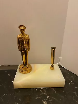 Vintage Military Service Man Pen Holder Desk Set Marble Base Army Navy  • $24