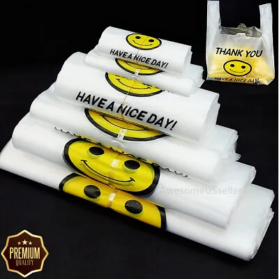 T-Shirt Bag 10 Bags Thank You Plastic Grocery Clear Retail Carry Out Large Small • $6.57