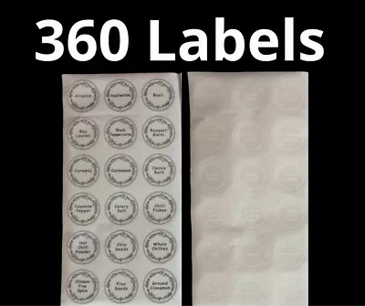 £10.99 • Buy 360x/set Herb Spice Jar Labels Black Vinyl Stickers Decals Waterproof–38mm Round