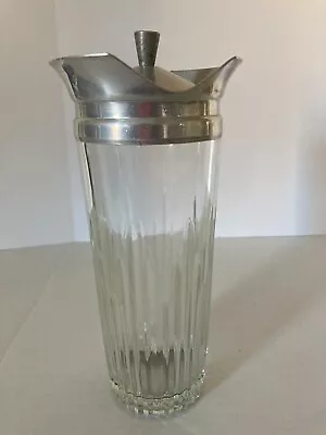 Vintage Ribbed Indiana Clear Glass Shaker  The Cocktailor  11  Tall - Bar Item! • $9.99