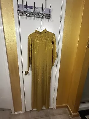 Vietnamese Dress Gấm Thái Tuấn Vàng Ao Dai Truyen Thong XL • $18