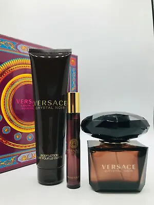 Versace Crystal Noir 3pc Set Perfume Edt Spray 3.0 Oz Lotion 5.0 Oz Mini Spray • $115.95