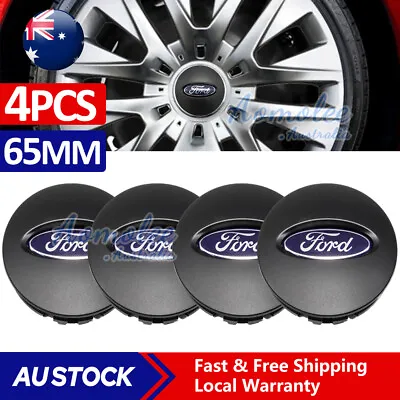 4Pcs Hub Caps Wheel Centre Caps Car Rim Emblem Badge Cover 65MM Black Fits Ford • $15.95