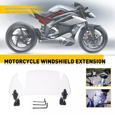 Universal Clip Motorcycle On Windshield Wind Screen Deflector Extension Spoiler • $21.84