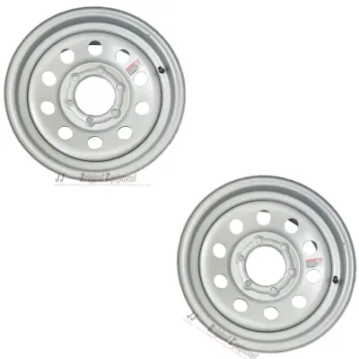 Trailer Rim Wheels 15x6 In. 6 Lug Bolt Hole 5.5  Center Bolt GM Silver SET Of 2 • $135.95