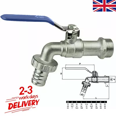 1/2  Garden Water Tap Lever Type Ball Valve Type Blue Handle Hose Plug Bsp • £5.99