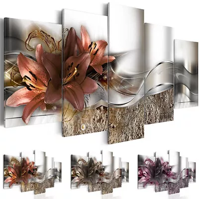 5 Piece Canvas Wall Hanging Art Picture Lily Flower Poster Prints Painting Decor • £9.99