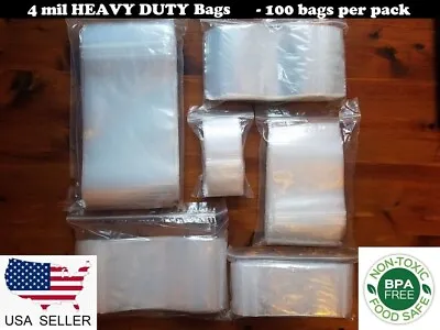 Clear Reclosable Zip Seal Bag Plastic 4 Mil Lock Bags Jewelry Zipper Baggie 4Mil • $10.42