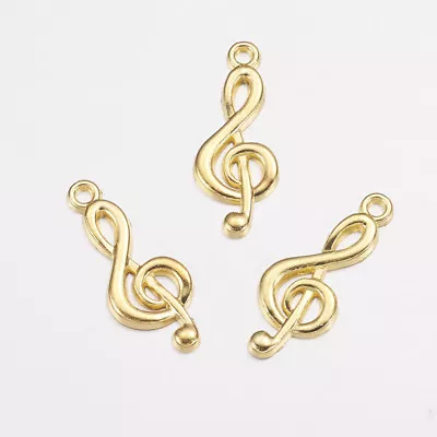 3 Treble Clef Charms Shiny Gold Tone Music Pendants Band Choir Singing Findings • $2.66