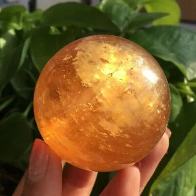 40-100mm Natural Citrine Calcite Quartz Crystal Sphere Ball Reiki Healing Gem • $8.49