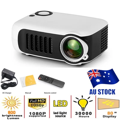 Projector 800 Lumens 1080P HD 3D LED 4K Video Game Projectors Theater Cinema AU • $50.99