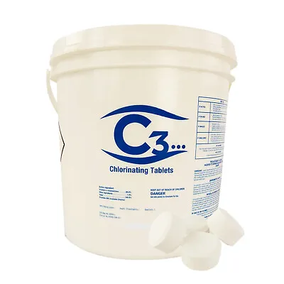C3 Stabilized 3  Trichloro Chlorine Swimming Pool Tablets (Choose Size) • $194.99